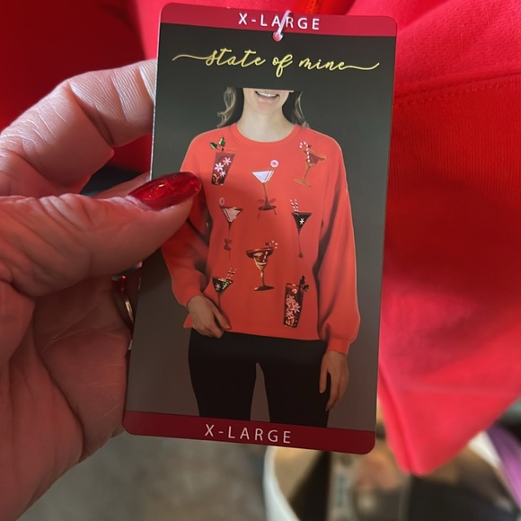 Ladies, state of mind sweatshirt, Red color new  size medium  24 pit - Picture 6 of 8